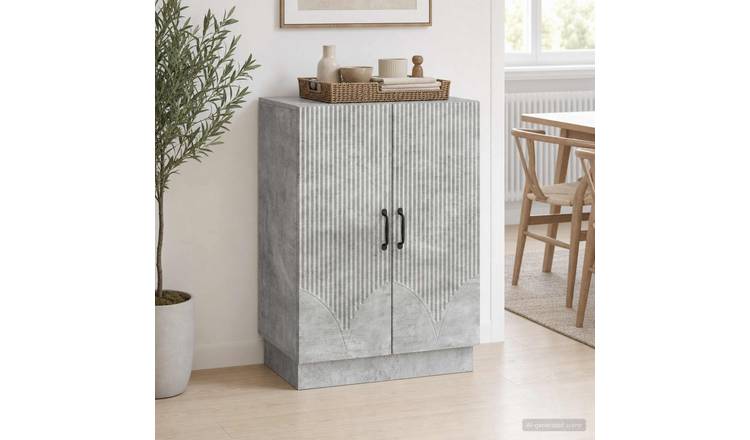 Walplus 2 Door Rectangular Sideboard - Concrete Grey - 66 x 34.5 x 87 cm