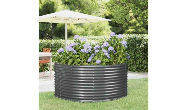 Walplus Galvanised Steel Raised Garden Bed - Anthracite - 140 x 140 x 68 cm