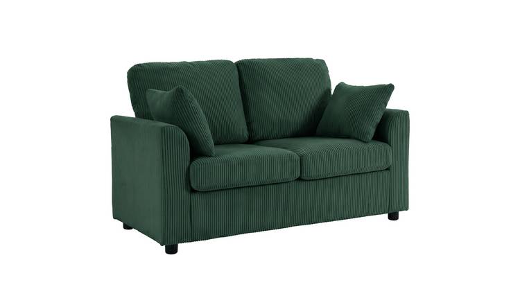 HOMCOM 2 Seater Corduroy Small Sofa - Dark Green