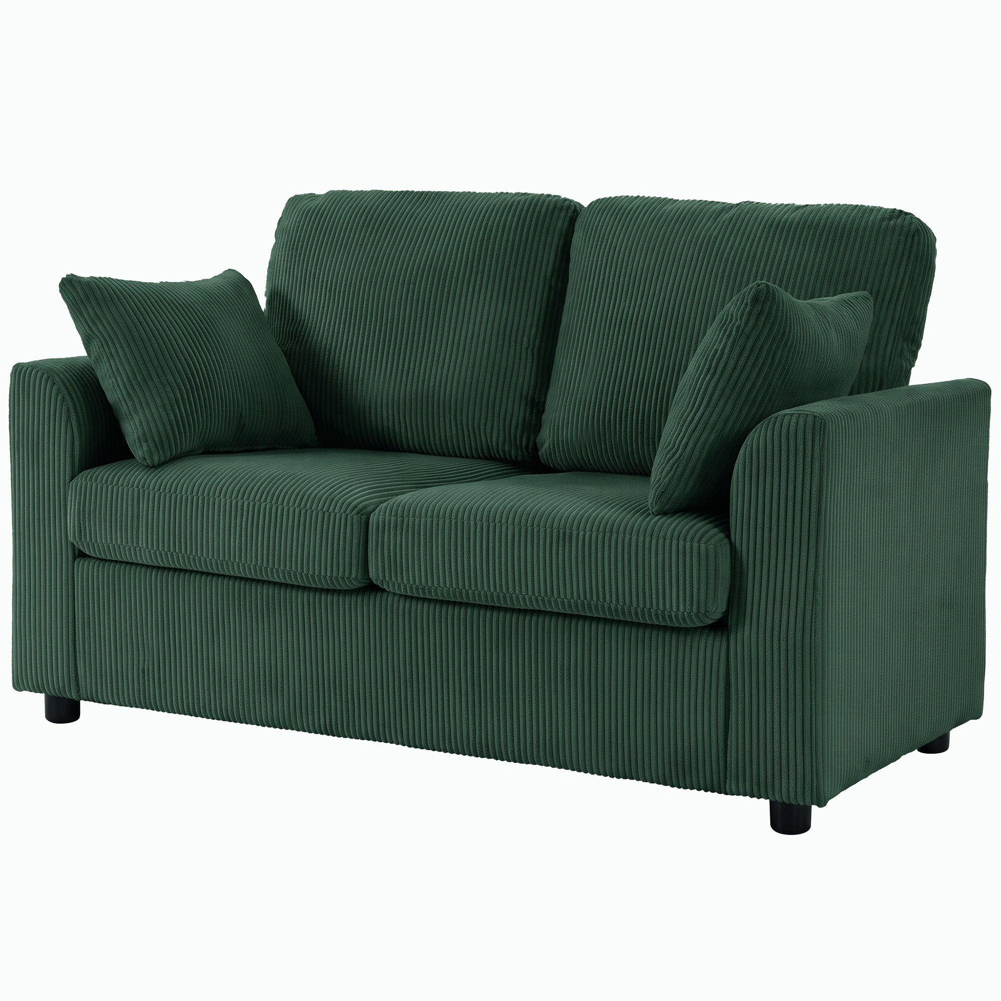 HOMCOM 2 Seater Corduroy Small Sofa - Dark Green - Image 2