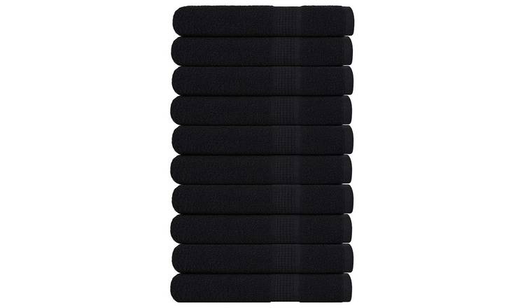 Walplus Pack of 10 Cotton Sauna Towels - Black - 80 x 200 cm