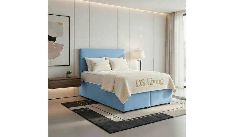 DS Living Prima King Size Upholstered Divan Bed Frame - Sky Blue