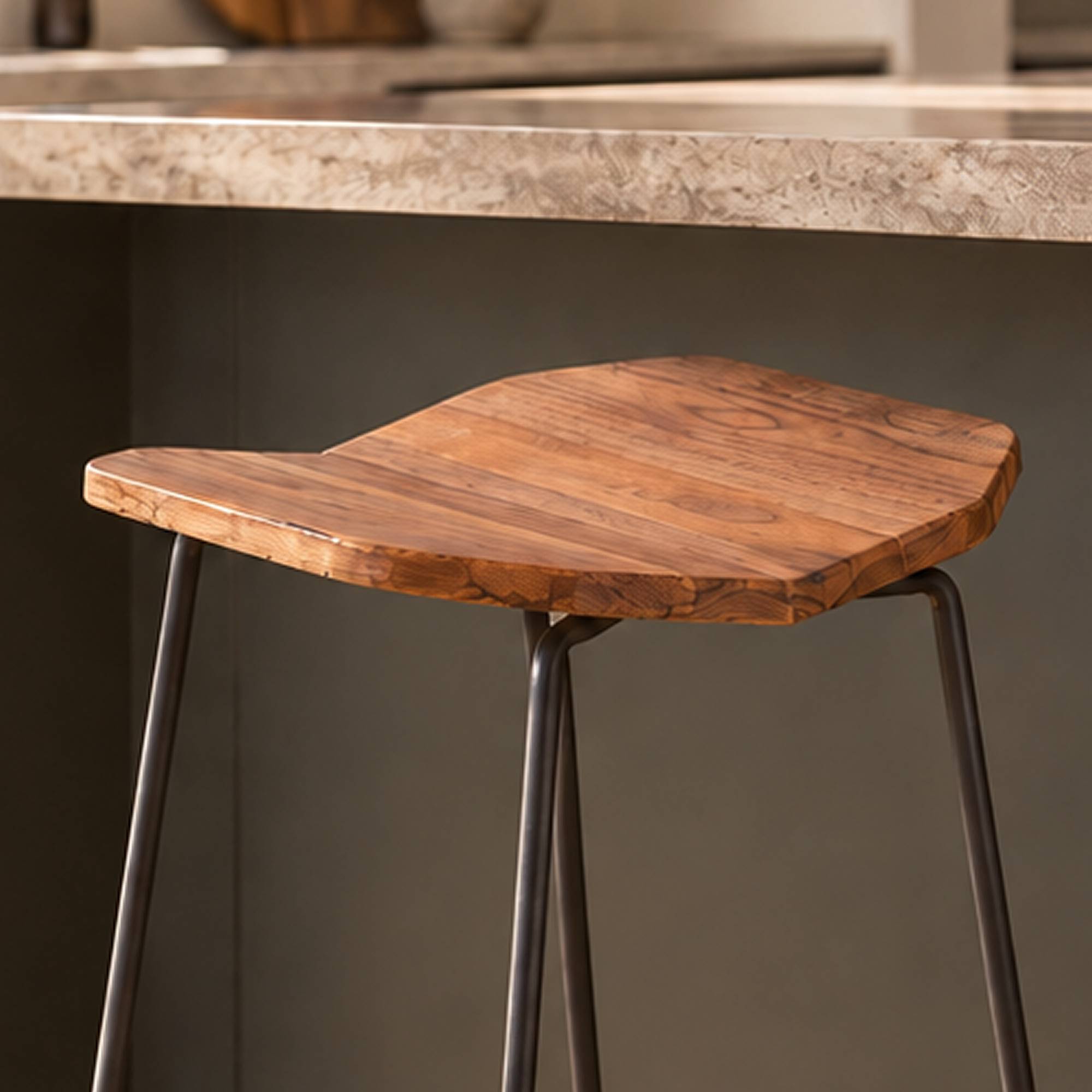 Orsina New Foundry Elm Wood Bar Stool – Natural and Black - Image 3
