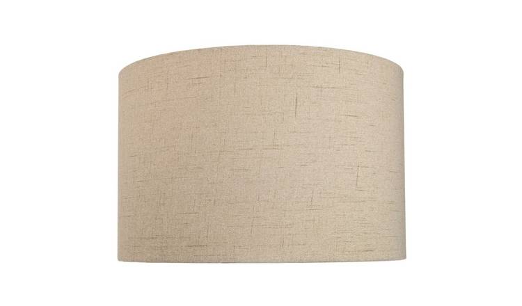 Happy Homewares Sleek Taupe Textured Linen Fabric Drum Max Lampshade - 35cm
