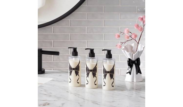 OHS 3 Pack Bow Wrapped Dispenser Bottles - Black