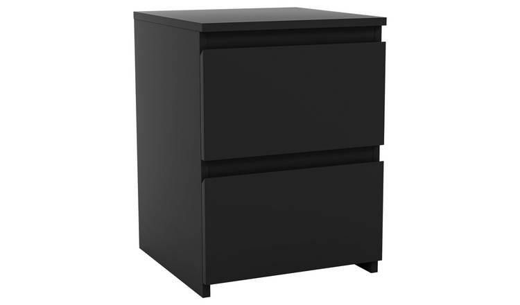 Vida Designs Denver 2 Drawer Bedside Chest - Black