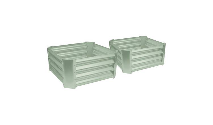 Harbour Housewares Square Raised Garden Beds - 60cm x 60cm - Green - Pack of 2