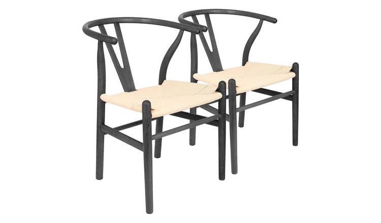 Nicholas Winter 2x Beech Wood Danish Style Dining Chairs - Black