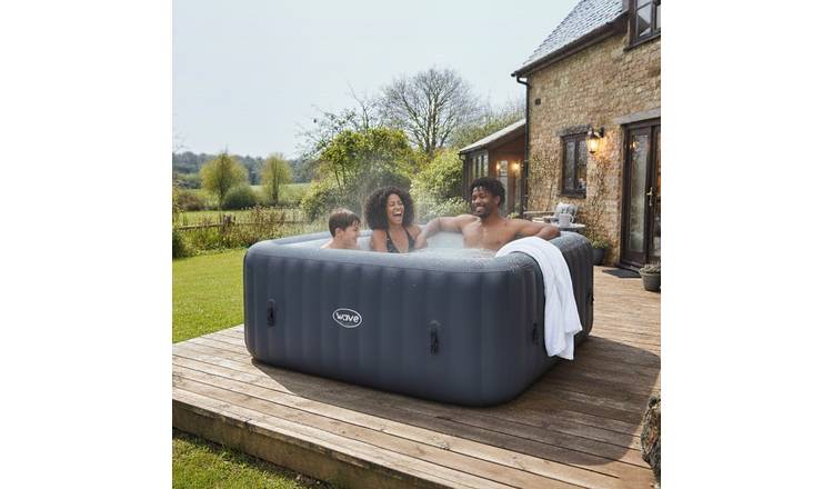 Wave Pacific 6-Person Square Inflatable Hot Tub - Navy