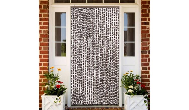 Walplus Chenille Insect Door Curtain - Brown and White - 100 x 220 cm