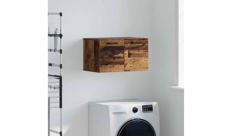 Walplus Engineered Wood Wall Mounted Cabinet - Dark Wood - 60 x 36.5 x 35 cm