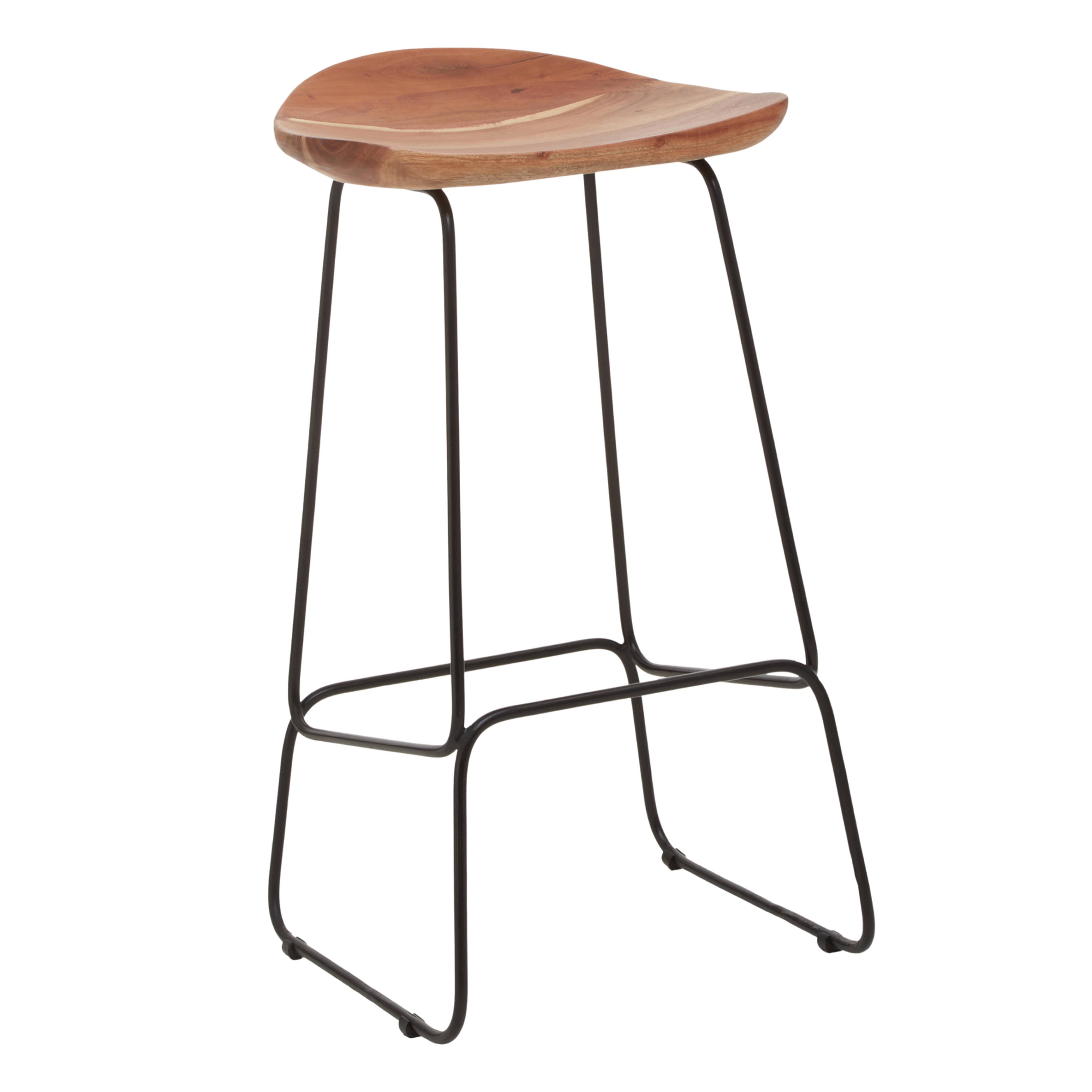 Orsina Nandri Acacia Wood Bar Stool – Natural & Black - Image 1