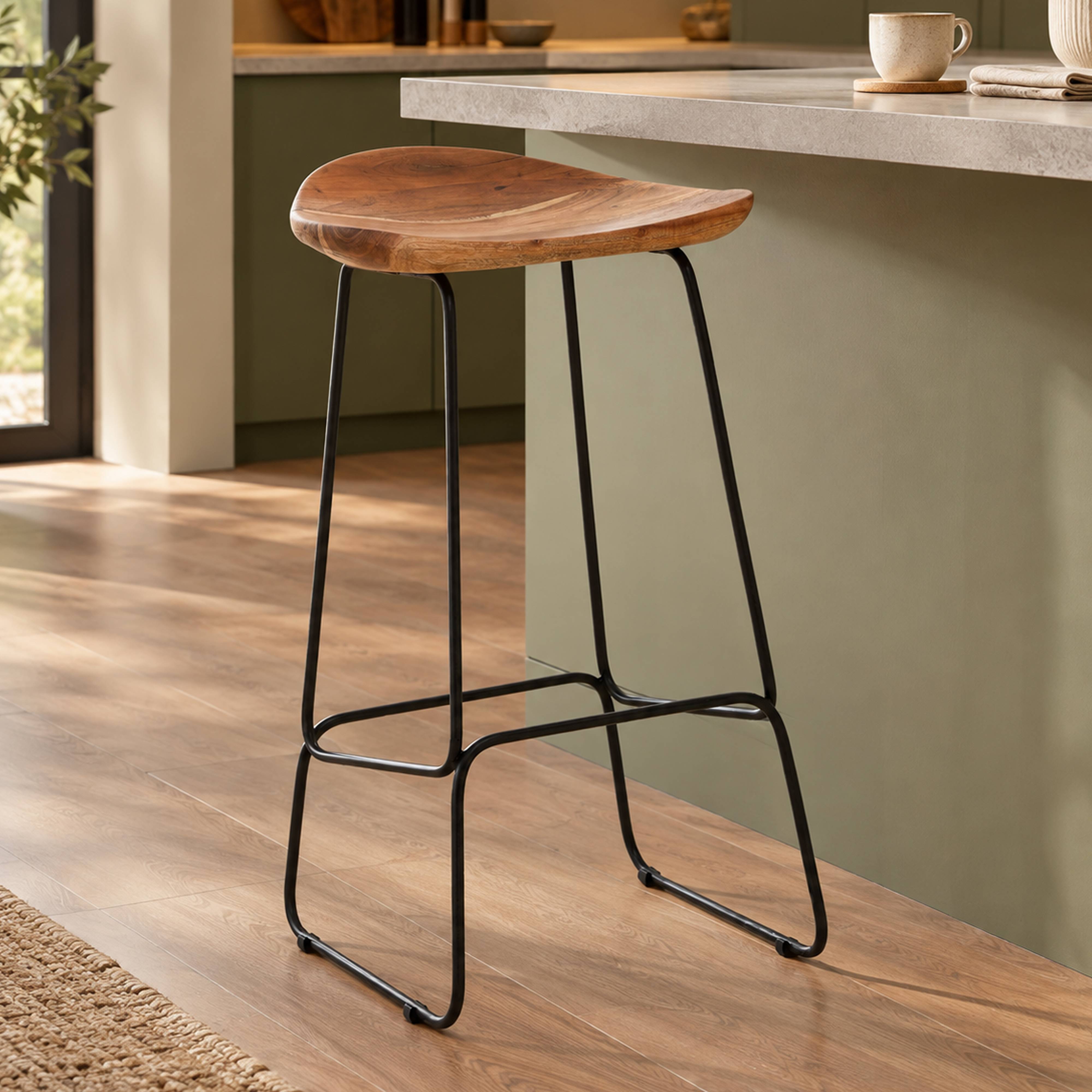 Orsina Nandri Acacia Wood Bar Stool – Natural & Black - Image 2