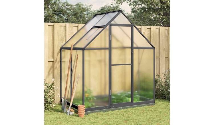 Walplus Greenhouse with Base - Anthracite and Transparent - 169 x 114 x 202 cm
