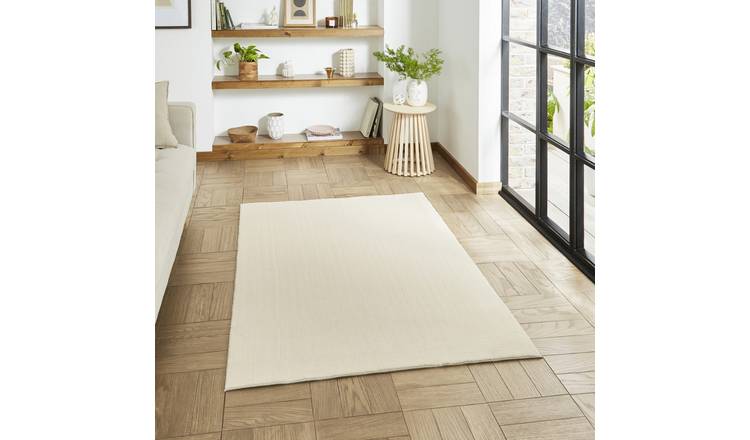 Mega Flooring White Shaggy Plain Rug - 60 x 120cm