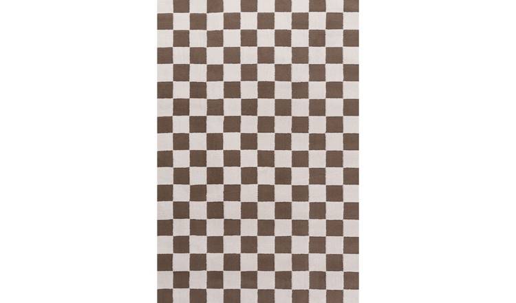 The Rugs Brown Loft Checkered Rug - 80 x 150cm