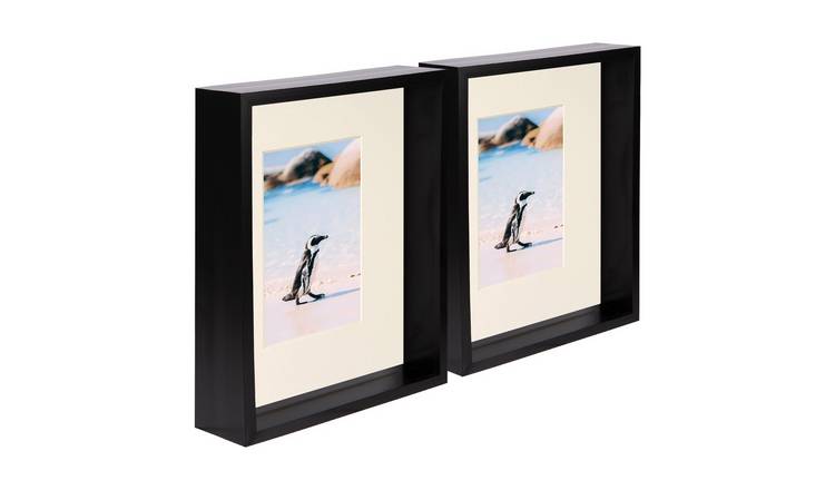 Nicola Spring 8"x10" Black 3D Deep Box Photo Frame 4"x 6" Ivory Mount - Set of 5