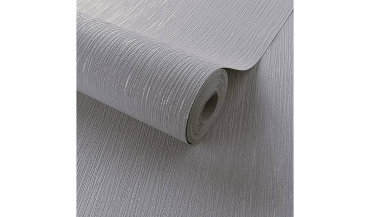 Grandeco Regency Plain Glitter Textured Blown Vinyl Wallpaper - Grey