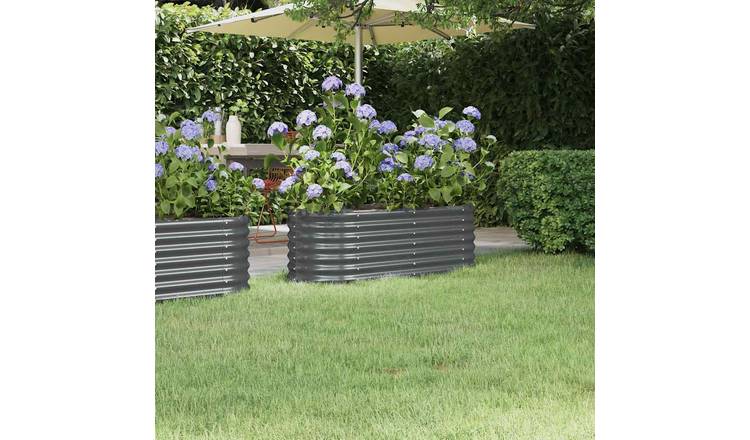 Walplus Galvanised Steel Raised Garden Bed - Anthracite - 114 x 40 x 36 cm