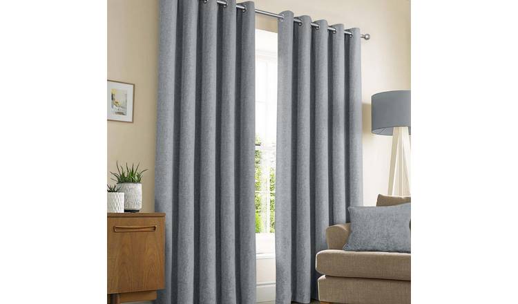 Sundour Amberley Eyelet Curtains - Nickel - 117 x 137cm