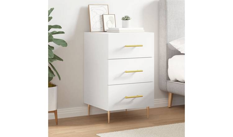 Walplus Engineered Wood Bedside Cabinet - White - 40 x 40 x 66 cm