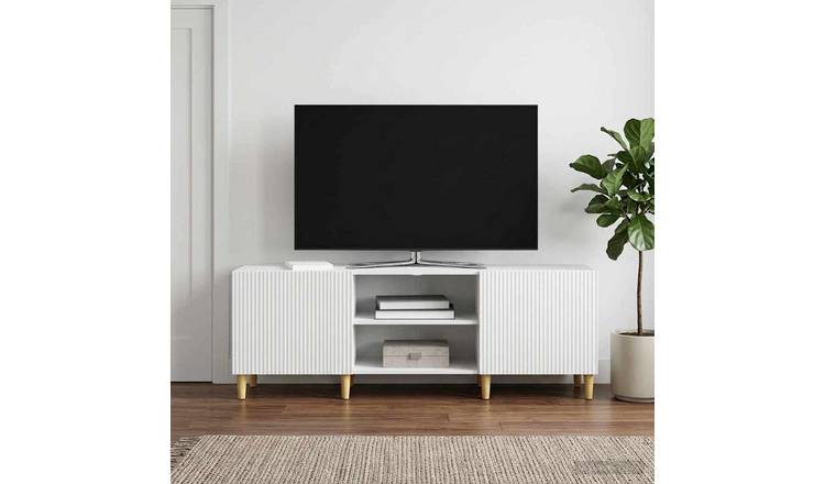 Walplus Engineered Wood TV Cabinet Tall Unit - White - 150 x 31 x 50 cm