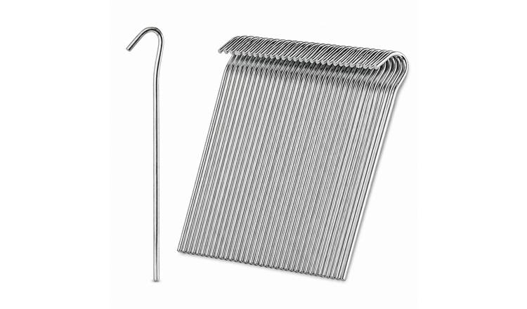 Keplin Pack of 50 Galvanised Alloy Steel Tent Pegs 23cm - Silver
