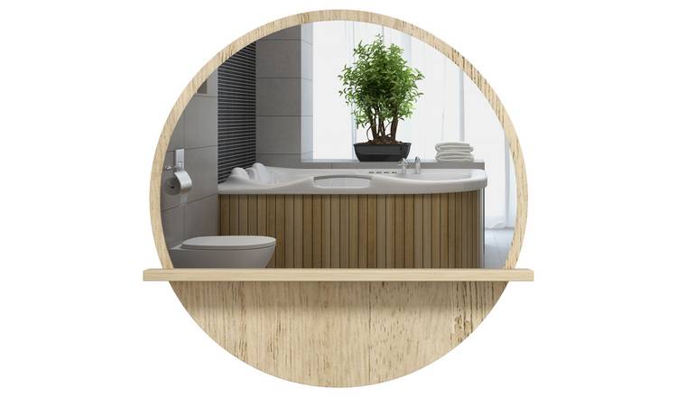 kleankin 45cm Round Wall Mounted Bathroom Mirror - Natural