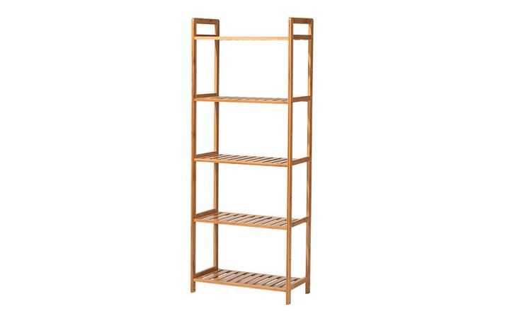 Living and Home 5-Tier 50cm Bamboo Slatted Standing Bookshelf - Natural