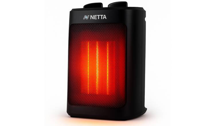 NETTA Ceramic Fan Heater 2000W with 3 Heat Settings - Black