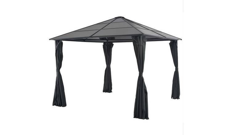 Walplus 3 x 3 m Aluminium Gazebo with Curtain - Black