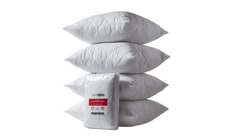 Homescapes Pack of 4 Square Quilted Pillow Protectors - 80 x 80 cm