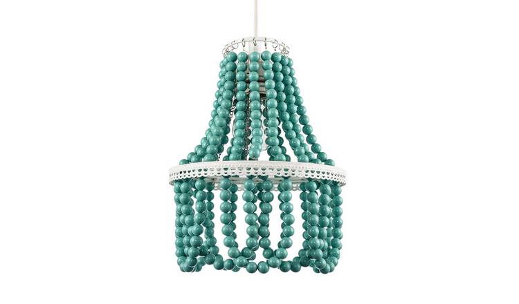 Happy Homewares Duck Egg Shabby Chic Ornate with Round Pendant Shade - 23cm
