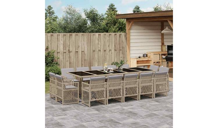 Walplus 15 Piece Poly Rattan Garden Dining Set - Beige - 275 x 106 x 73 cm