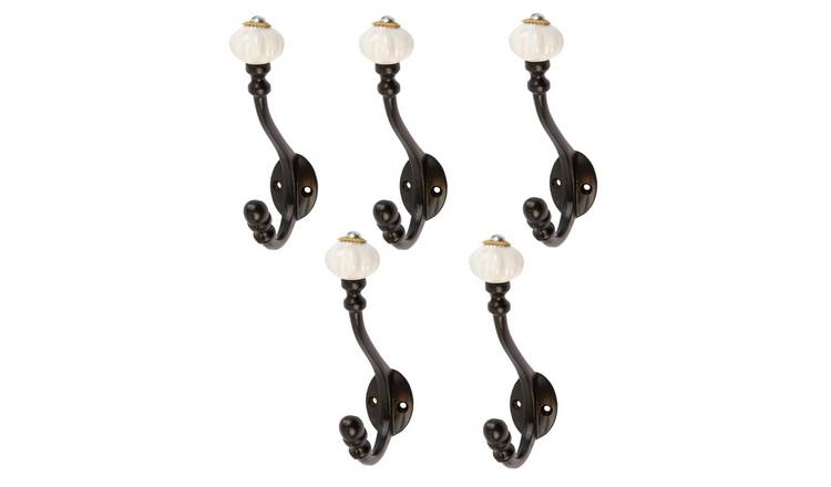 Hammer & Tongs Ceramic Flower Hat & Coat Hook - Pack of 5