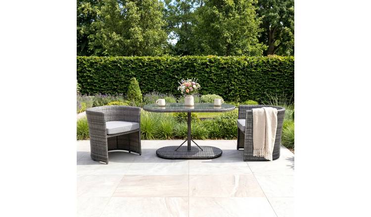 Charles Bentley St Tropez Rattan Bistro Set - Grey