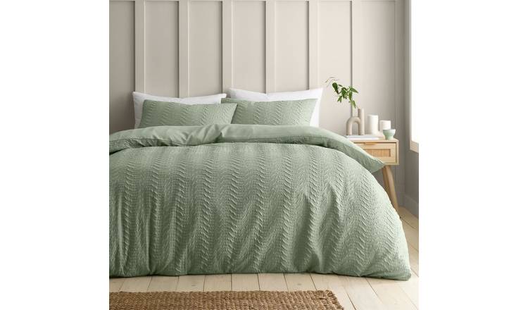Catherine Lansfield Heatset Wave Duvet Cover Set - Double - Mint