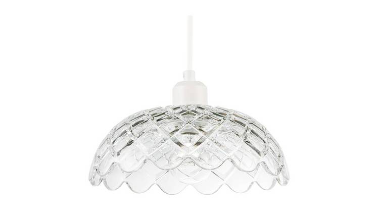 Happy Homewares Thick Transparent Glass with Wavy Pendant Shade - 25cm