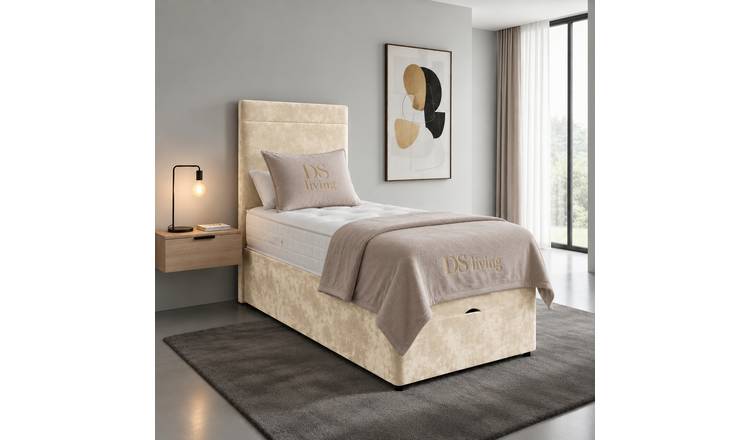 DS Living Muse Single Velvet Divan Bed Frame - Cream