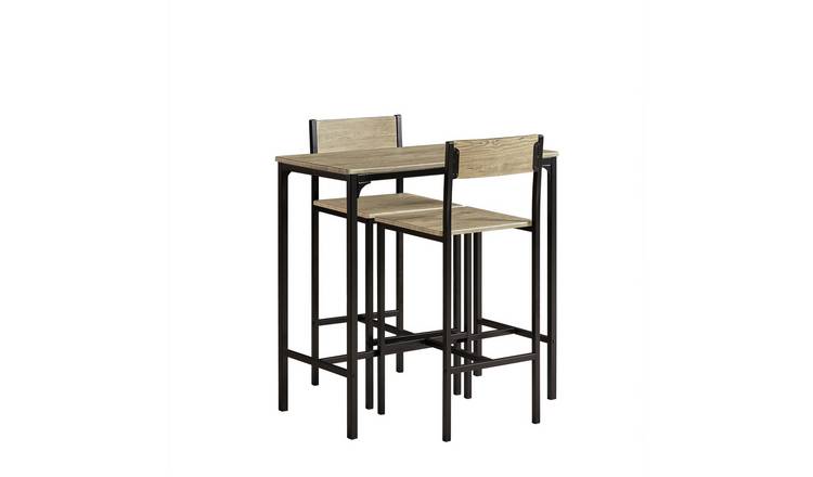 SoBuy  Wooden Effect 1 Bar Table and 2 Stools Bar Set - Light Oak