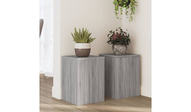 Walplus Pack of 2 Engineered Wood Plant Stand - Grey Sonoma - 25 x 25 x 35 cm