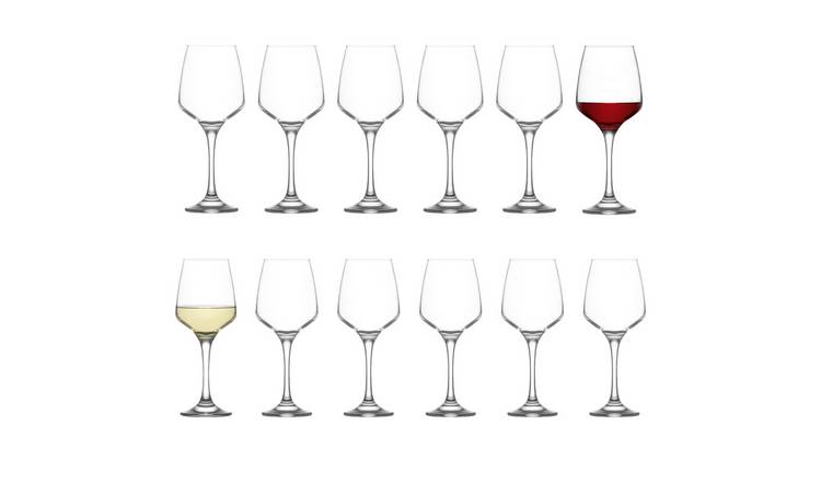 LAV 12 Piece Lal Wine Glasses Set - Clear