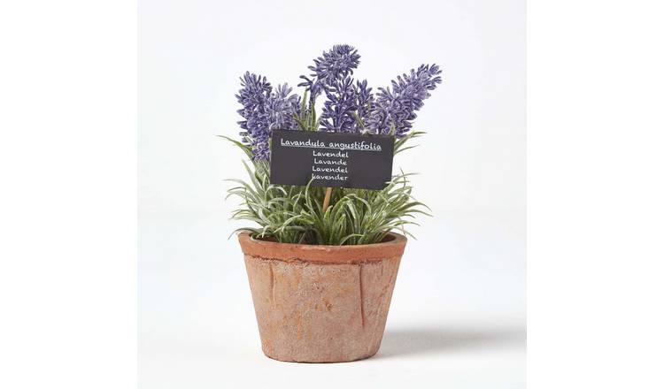 Homescapes Handcrafted Artificial Lavender Plant in Decorative Pot - Orange