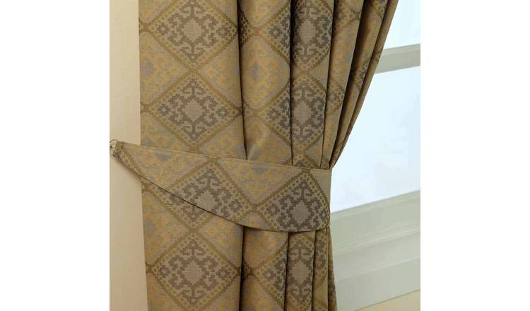 Homescapes Pack of 2 Aztec Jacquard Curtain Tie Backs – Gold