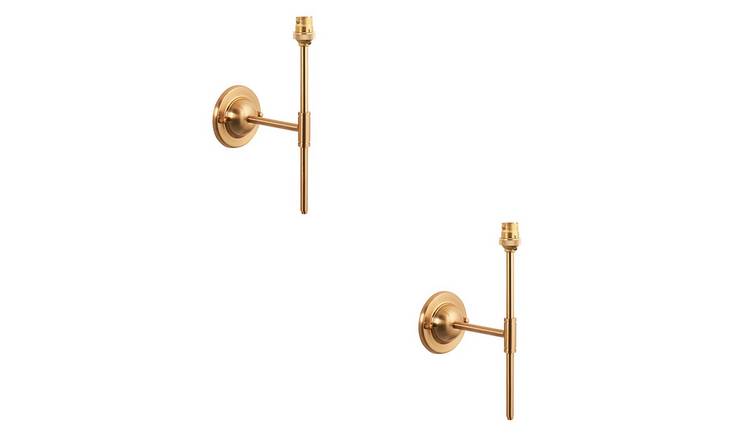 Loops Direct Pack of 2 Classic T Bar Wall Light - Brushed Brass
