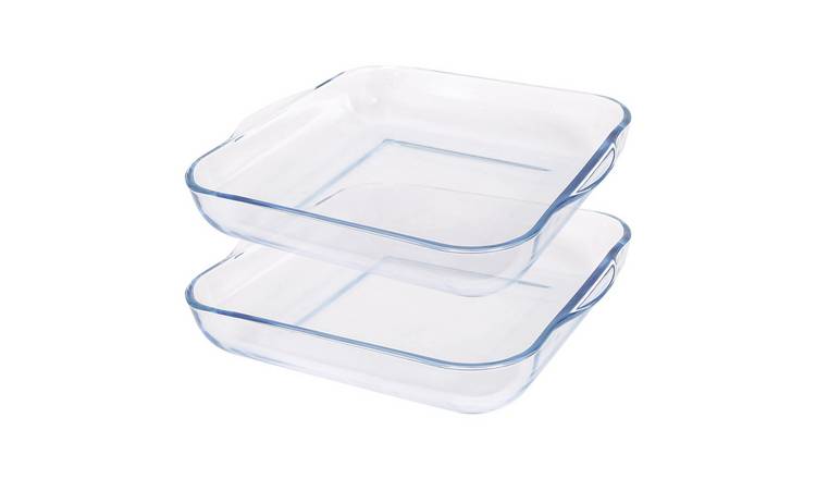 Argon Tableware Square Glass Oven Dishes - 30cm x 27.5cm - Pack of 2
