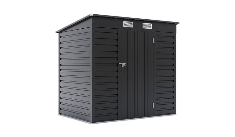 Living and Home Galvanized Steel Storage Shed - 4x6ft - Charcoal Black