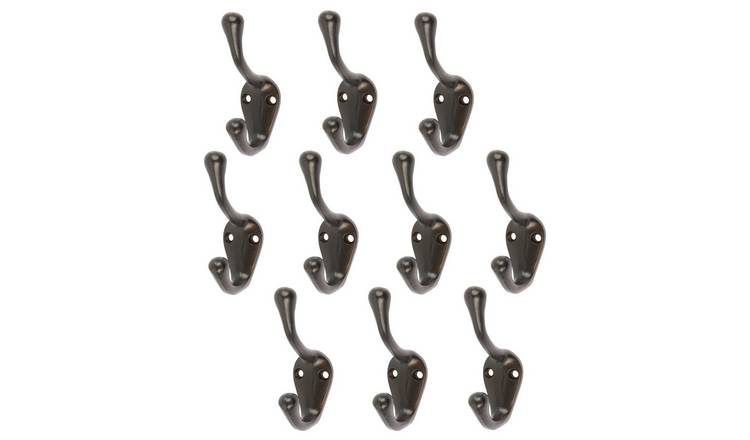 Hammer & Tongs Narrow Hat & Coat Hook - Black - Pack of 10