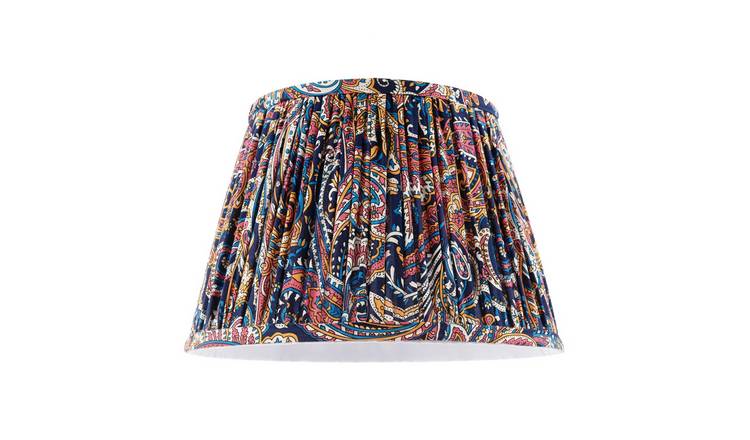 Happy Homewares Multicoloured Colourful Pleated Cotton Fabric Lampshade - 30cm