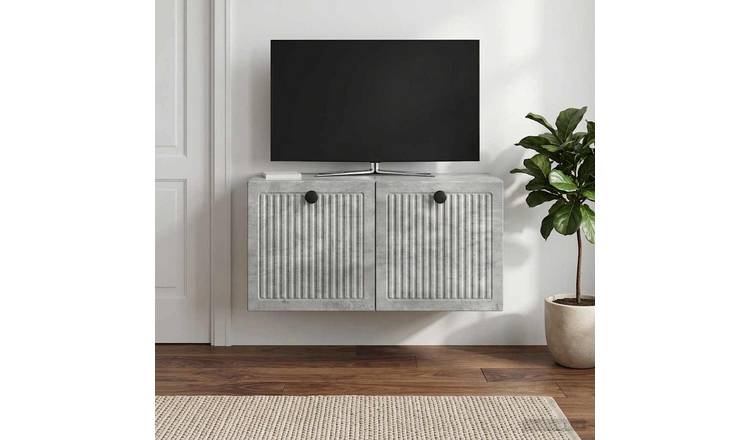 Walplus Wall Mounted TV Cabinet - Concrete Grey - 59.5 x 31 x 30 cm
